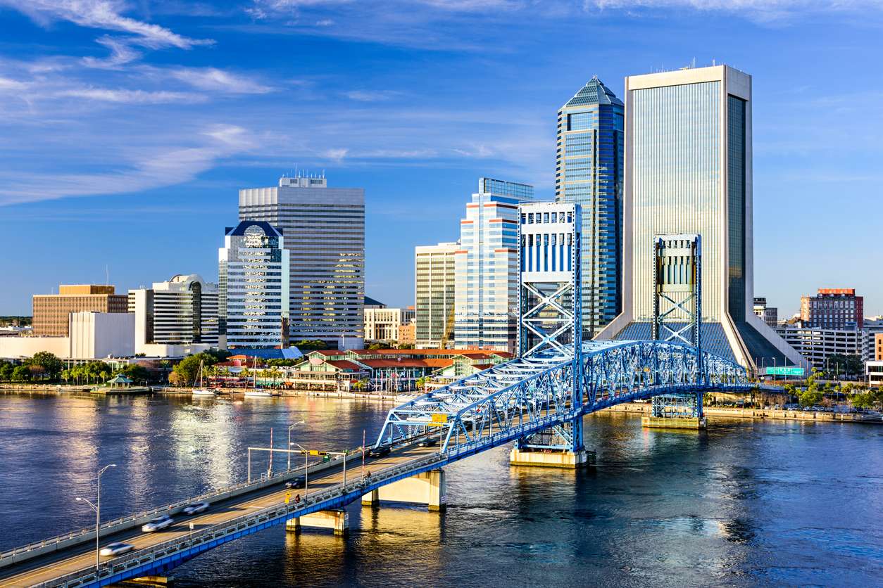 photo of Jacksonville, Florida, USA downtown city skyline on St. Johns River car shipping prices