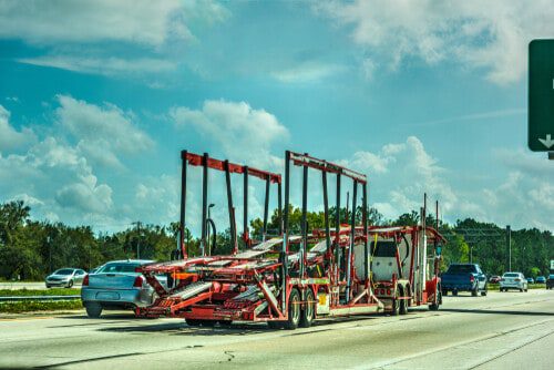An empty truck ready to ship cars to Florida